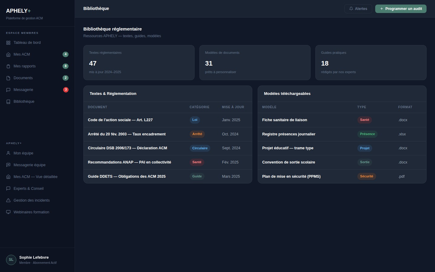 Bibliothèque réglementaire ACM