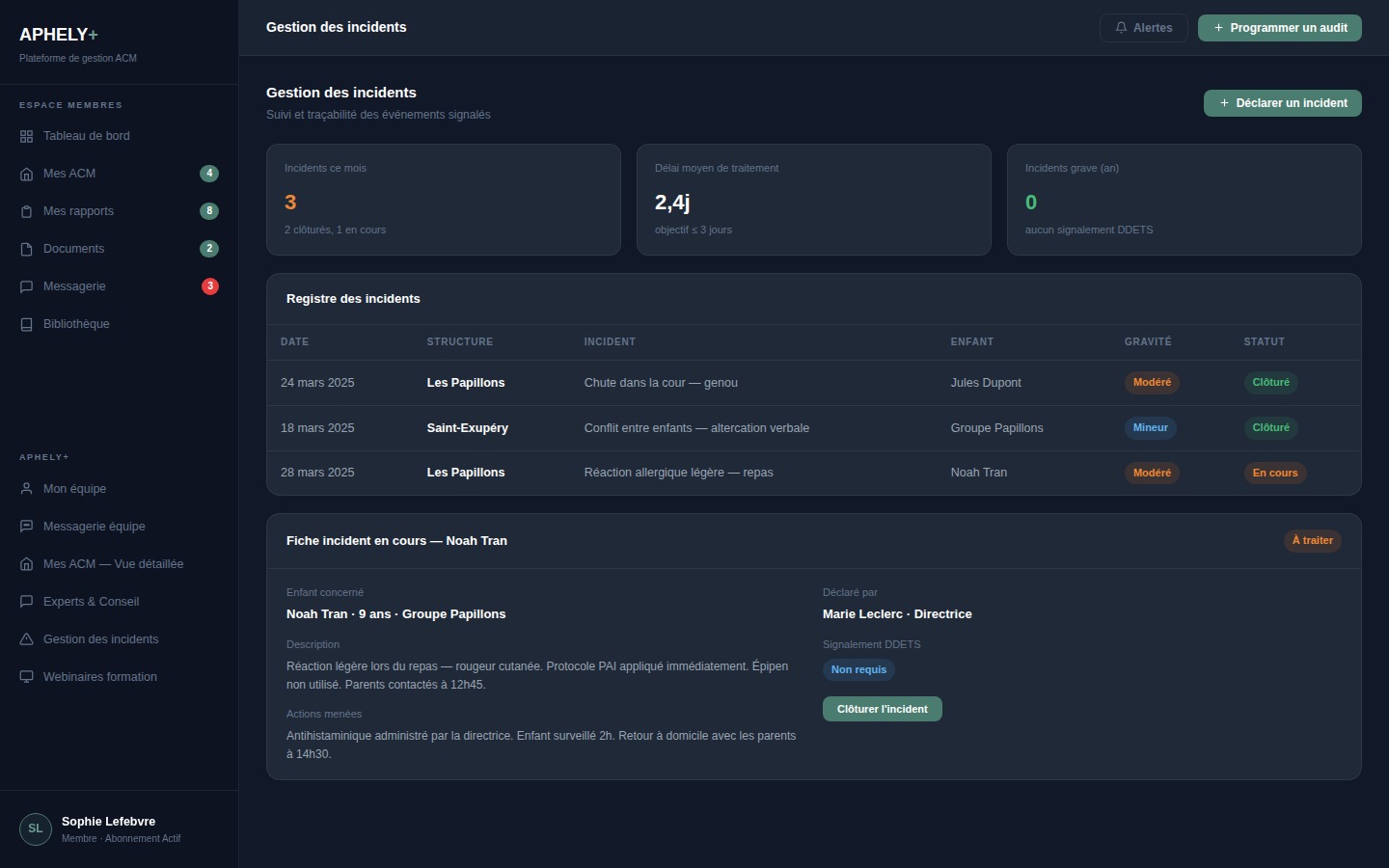 Gestion des incidents et signalements ACM