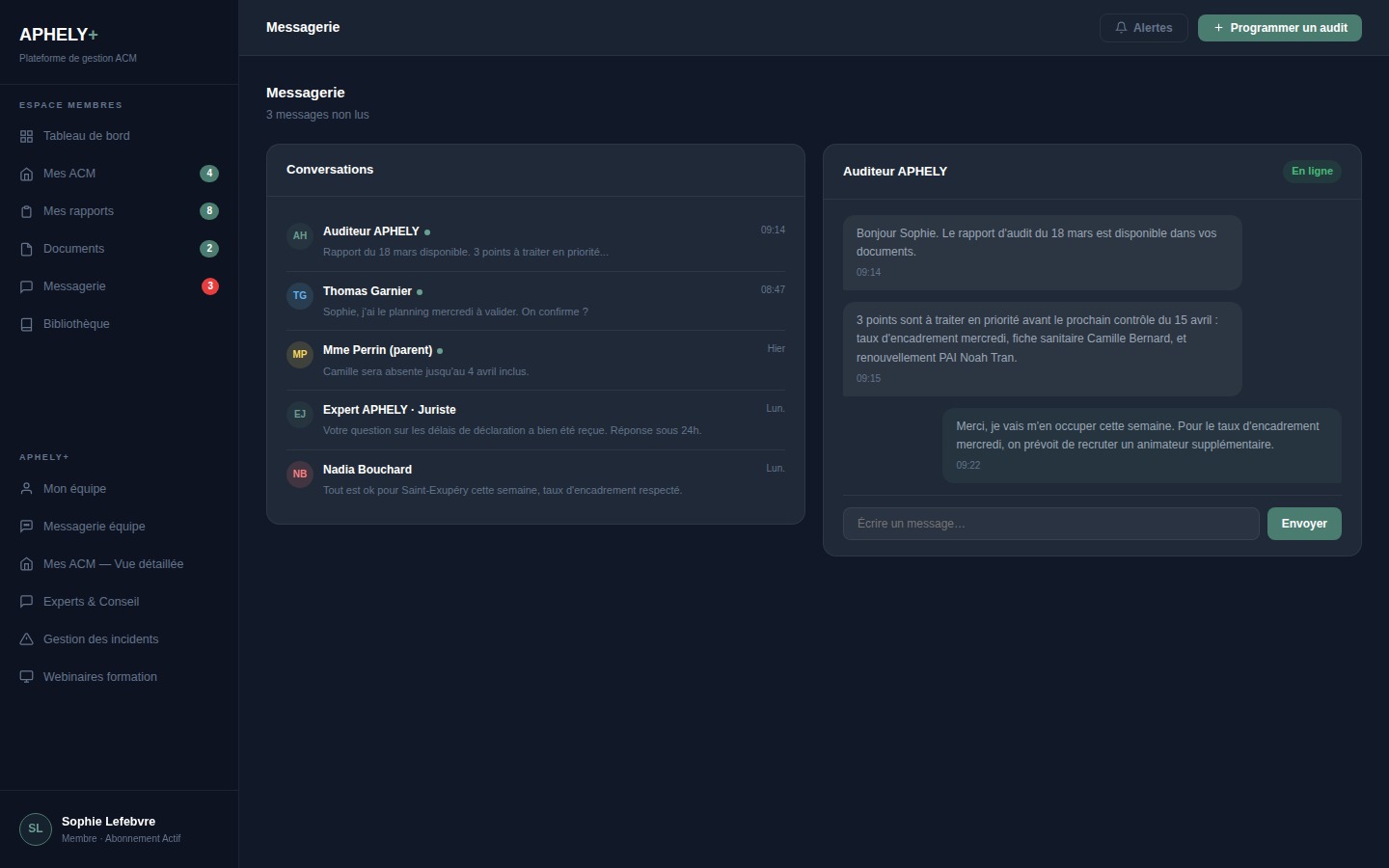 Messagerie interne ACM — communication équipe
