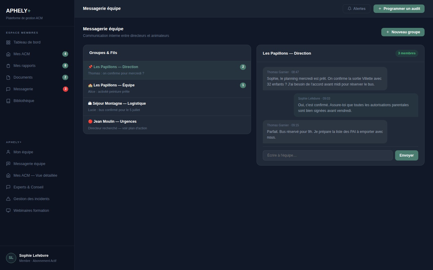 Échanges d'équipe ACM en temps réel