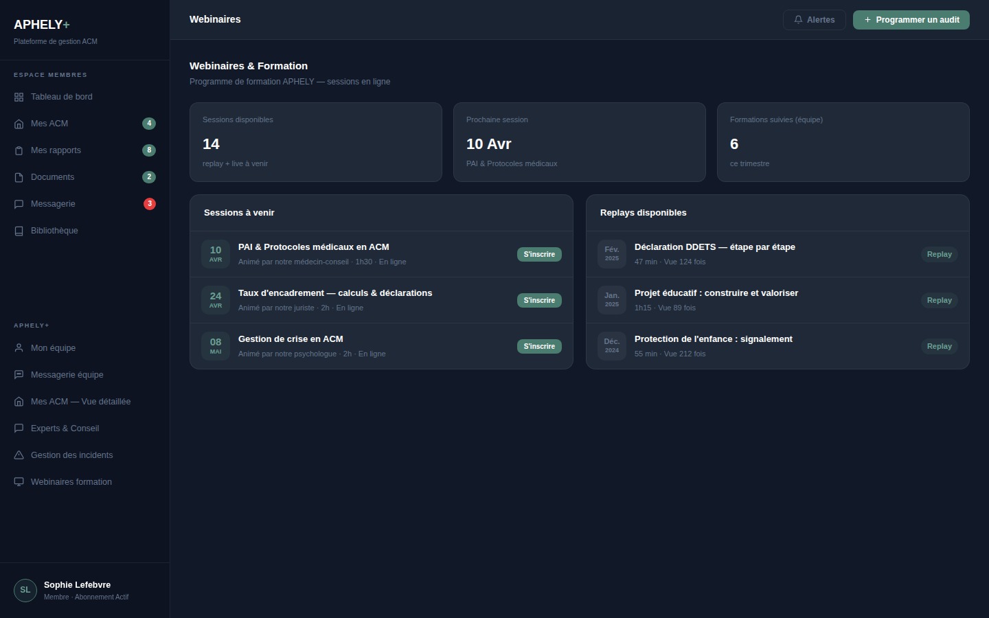 Webinaires et formations ACM en ligne